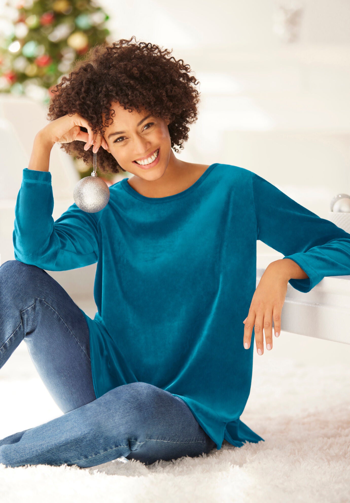 Plush Velour Tunic Sweatshirt