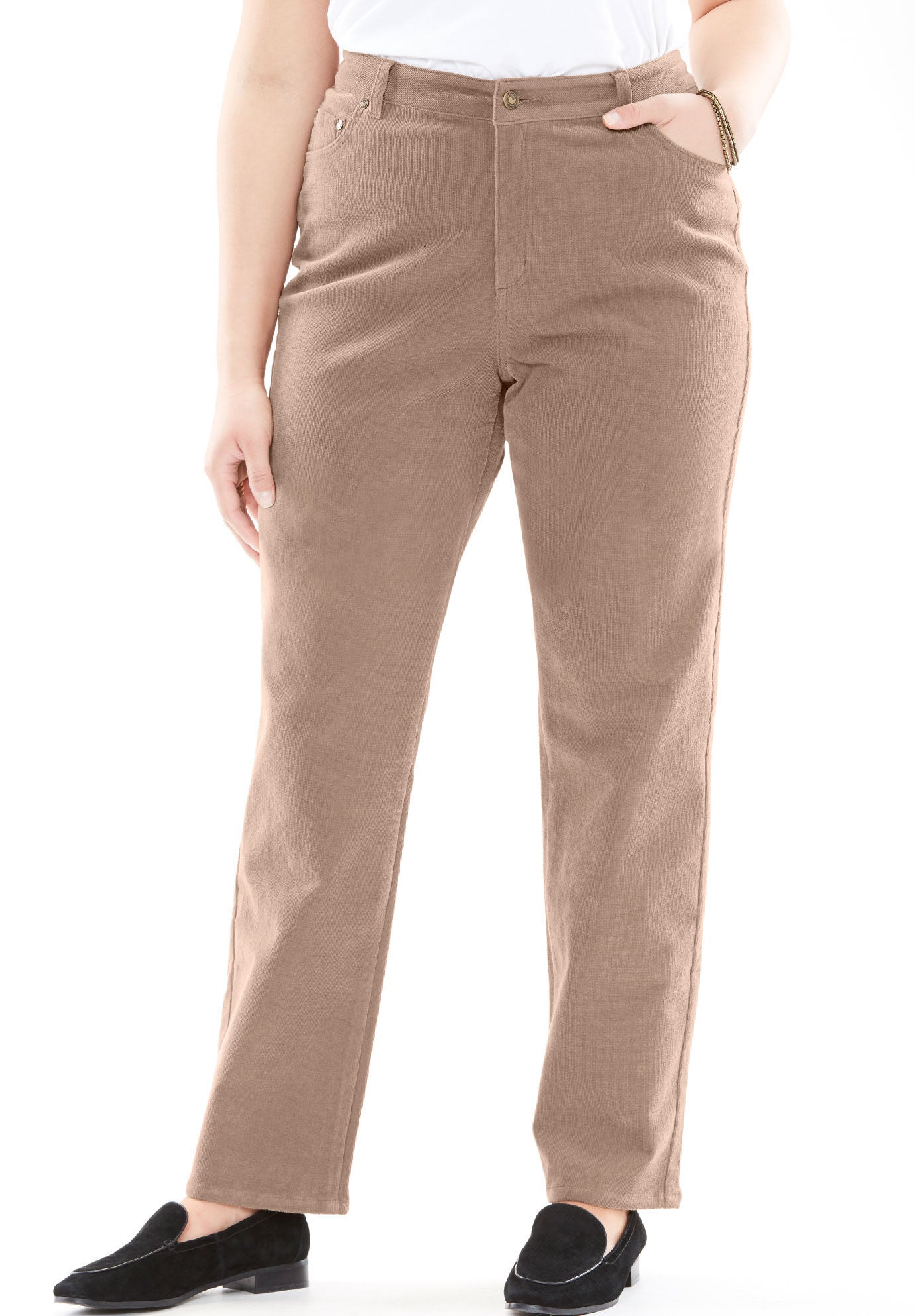 woman within corduroy pants