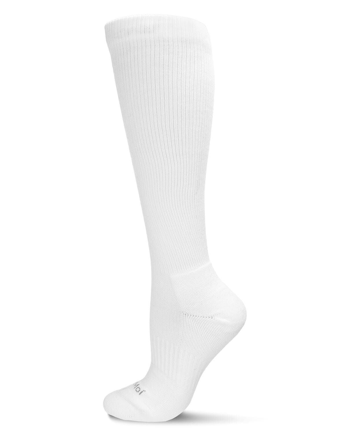 Unisex Classic Athletic Cushion Sole Knee High Cotton Blend 15-20mmHg Graduated Compression Socks, WHITE, hi-res image number 0