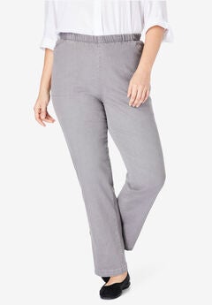 Pull-On Elastic-Waist Stretch Fineline Denim Jeans