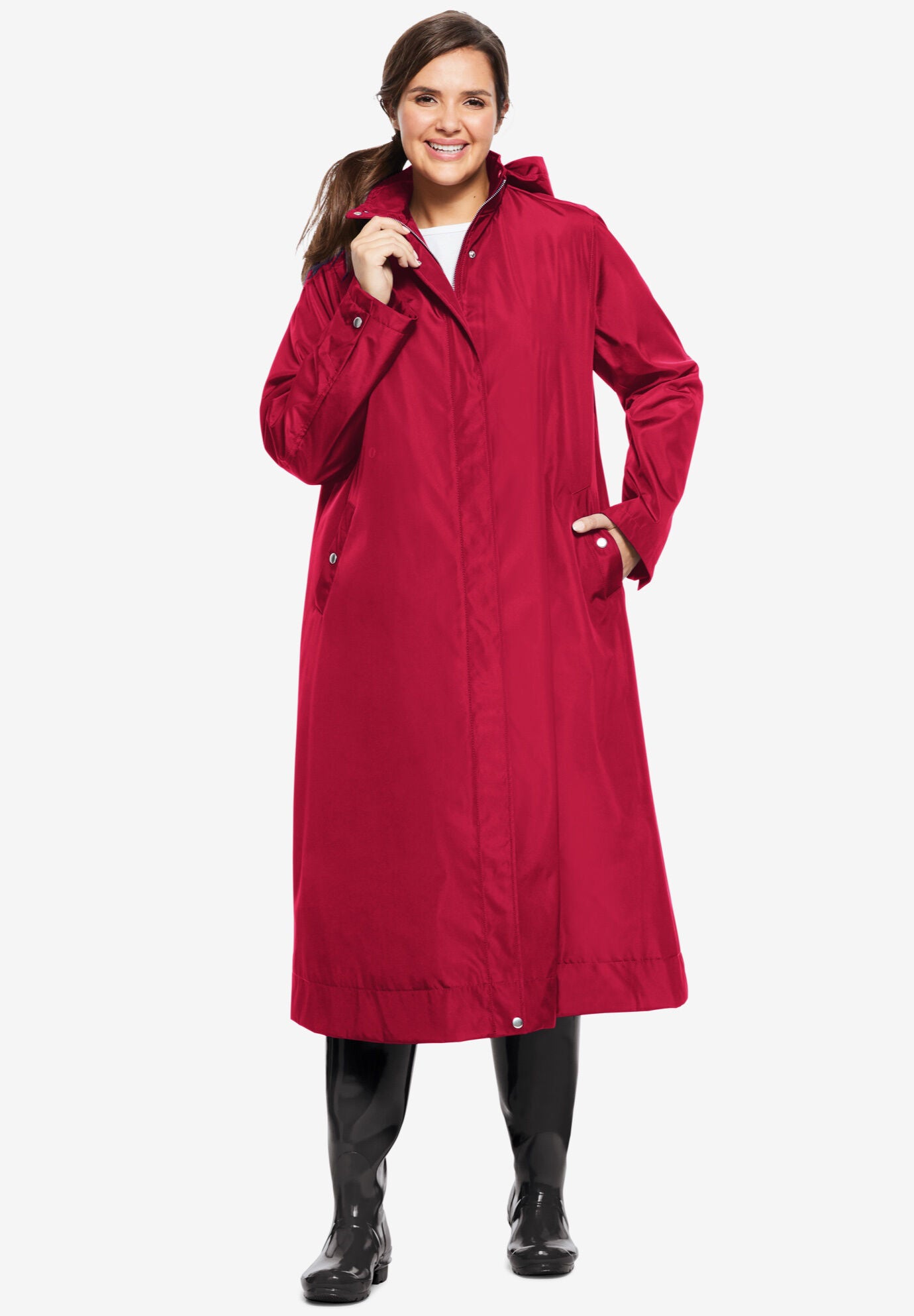 Women's full length outlet raincoat with hood