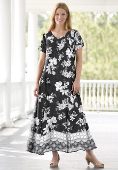 Short-Sleeve Crinkle Dress