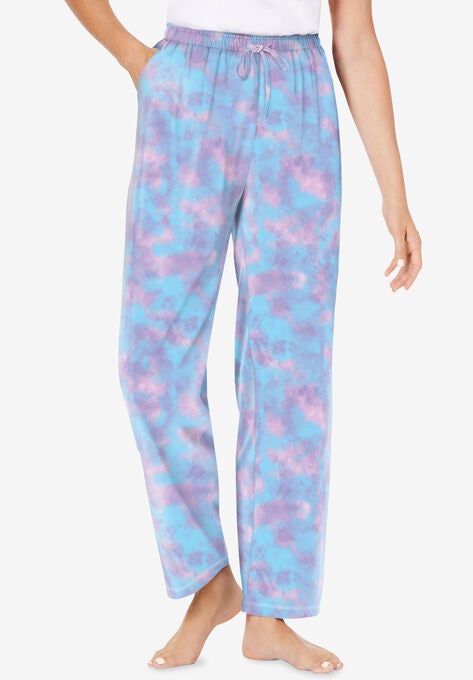 Knit Sleep Pant , PALE OCEAN TIE DYE HEARTS, hi-res image number null