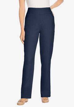 Flex-Fit Pull-On Straight-Leg Gap-Free Stretch Denim Jeans