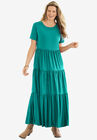 Short-Sleeve Tiered Dress, WATERFALL, hi-res image number null