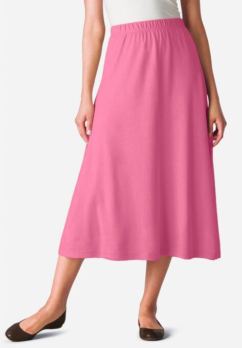 7-Day Knit A-Line Skirt, BRIGHT ROSE, hi-res image number null