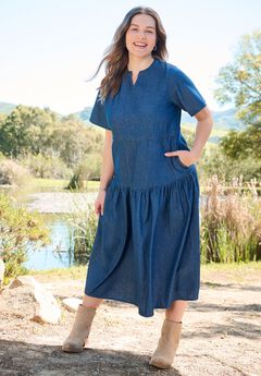 Tiered Denim Maxi Dress