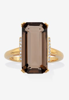 Yellow Gold over Silver Smoky Quartz and White Topaz Ring (11 5/8 cttw.)