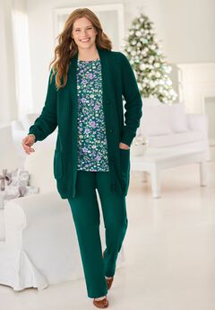 Button-Front Shaker Cardigan