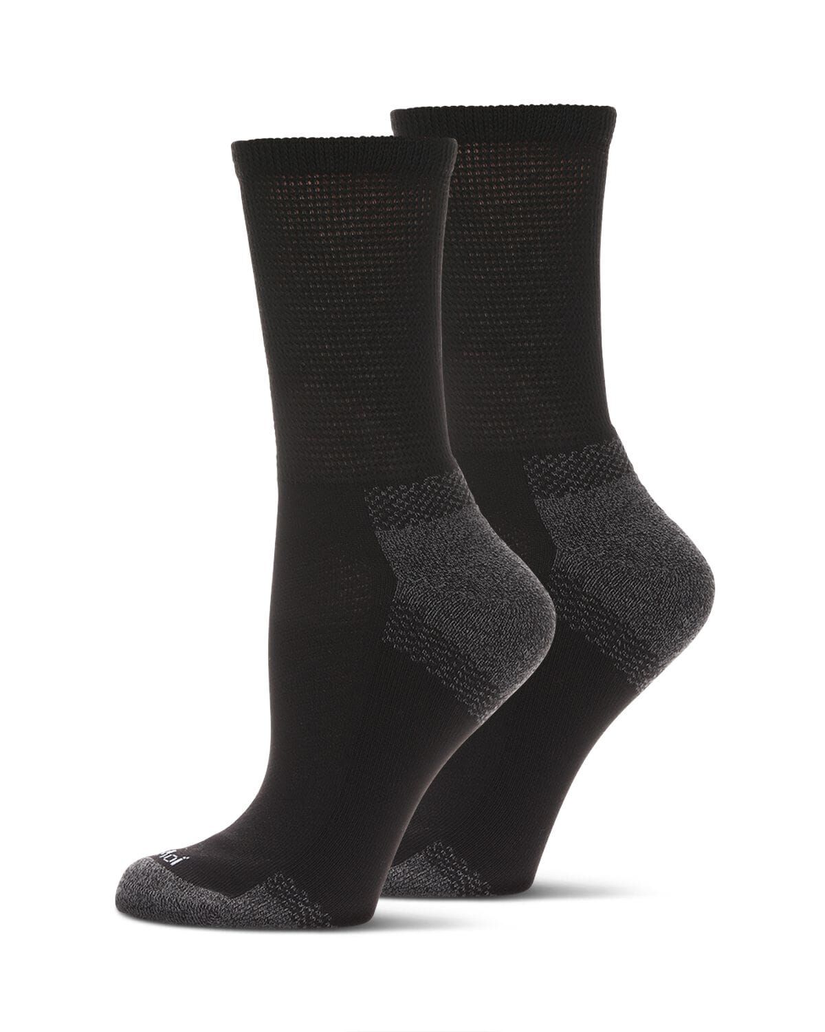 2 Pair Pack Unisex Diabetic Half Cushion Quarter Socks, BLACK BLACK, hi-res image number 0