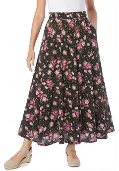 Wide Elastic Waist Skirt