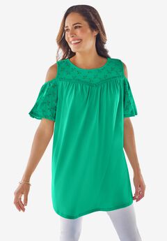 Eyelet Cold-Shoulder Tunic