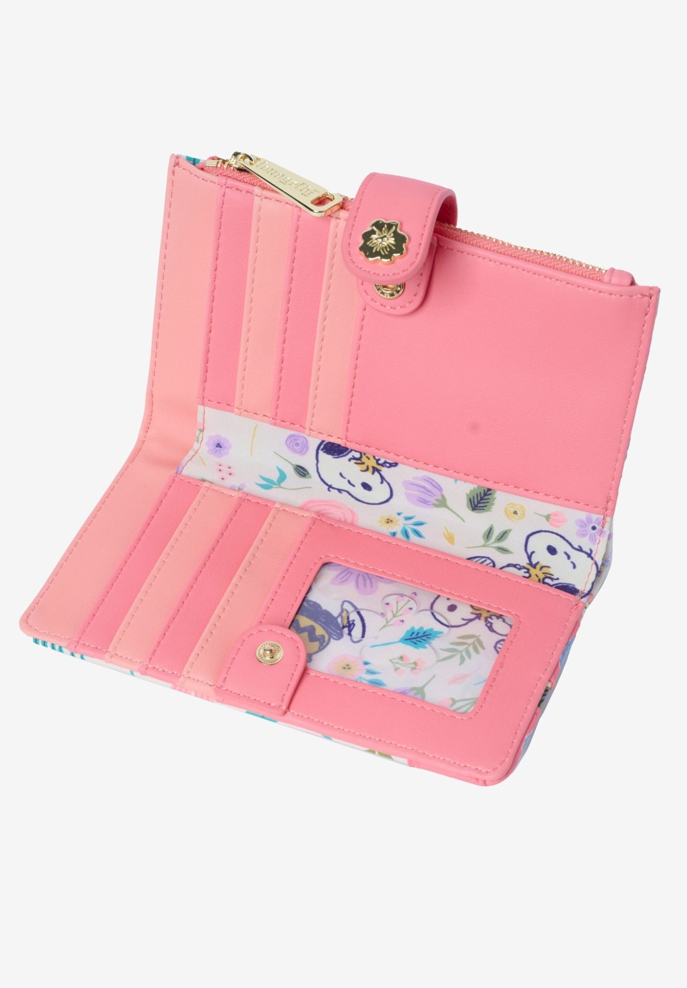 Loungefly Peanuts Snoopy and Woodstock Snap Wallet Springtime Floral , WHITE, alternate image number 2