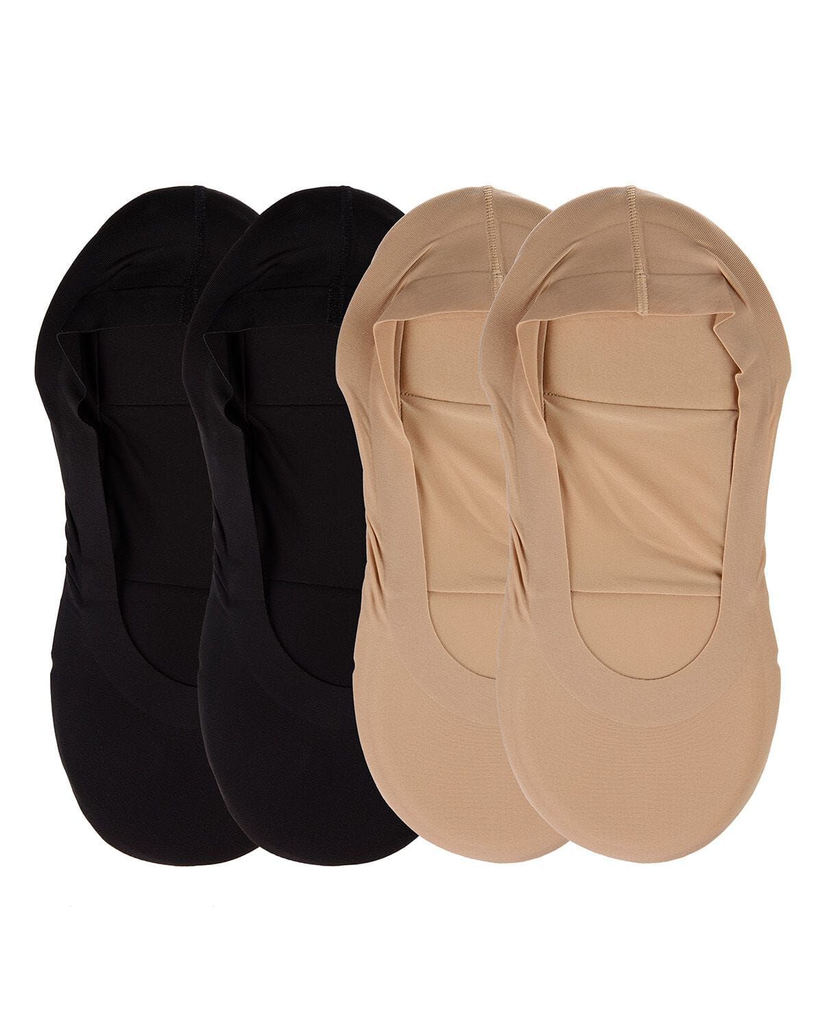 4 Pairs Women's Cushioned Fine Edge No-Show Sock Liner, BLACK NUDE, hi-res image number 0