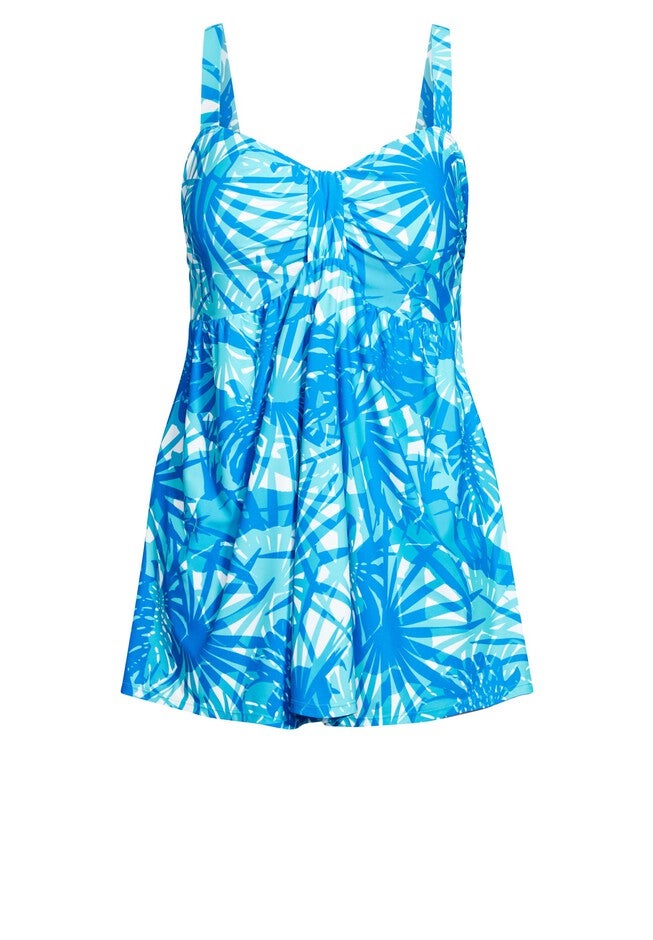 Flared Print Swim Dress, TENERIFE PALM, alternate image number null