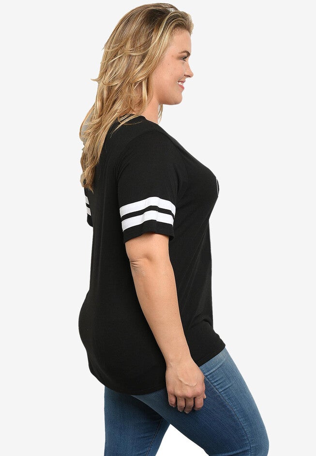 Disney Retro Minnie Mouse Classic Sport V-Neck T-Shirt Black, , alternate image number 2