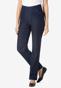 Flex-Fit Pull-On Straight-Leg Denim Jean