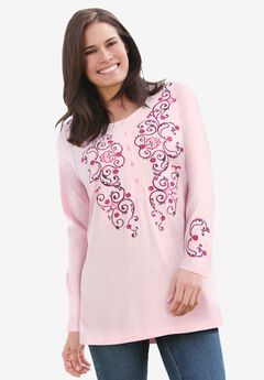 Embroidered Henley Tee