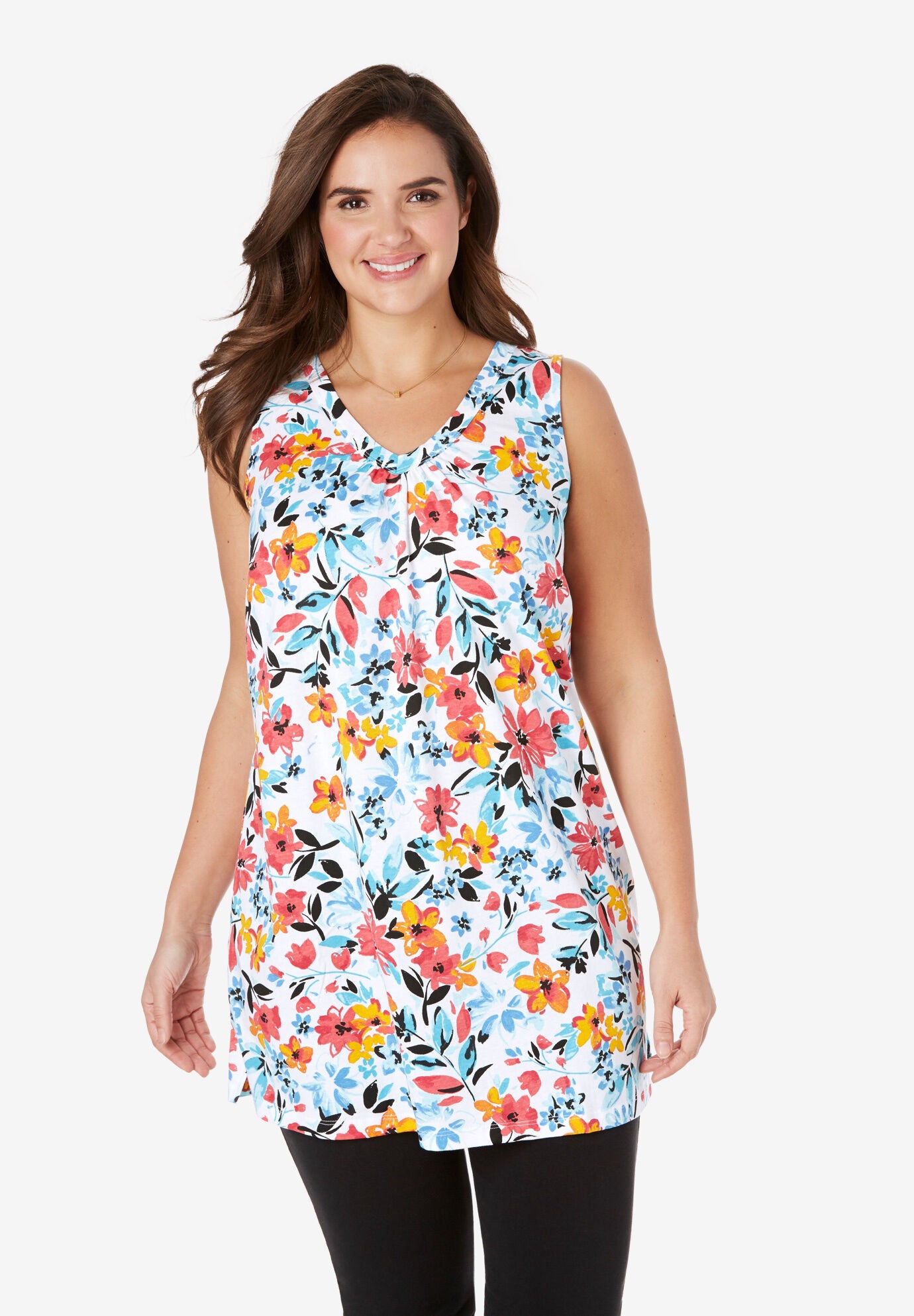 Sleeveless Tunic V in Off White