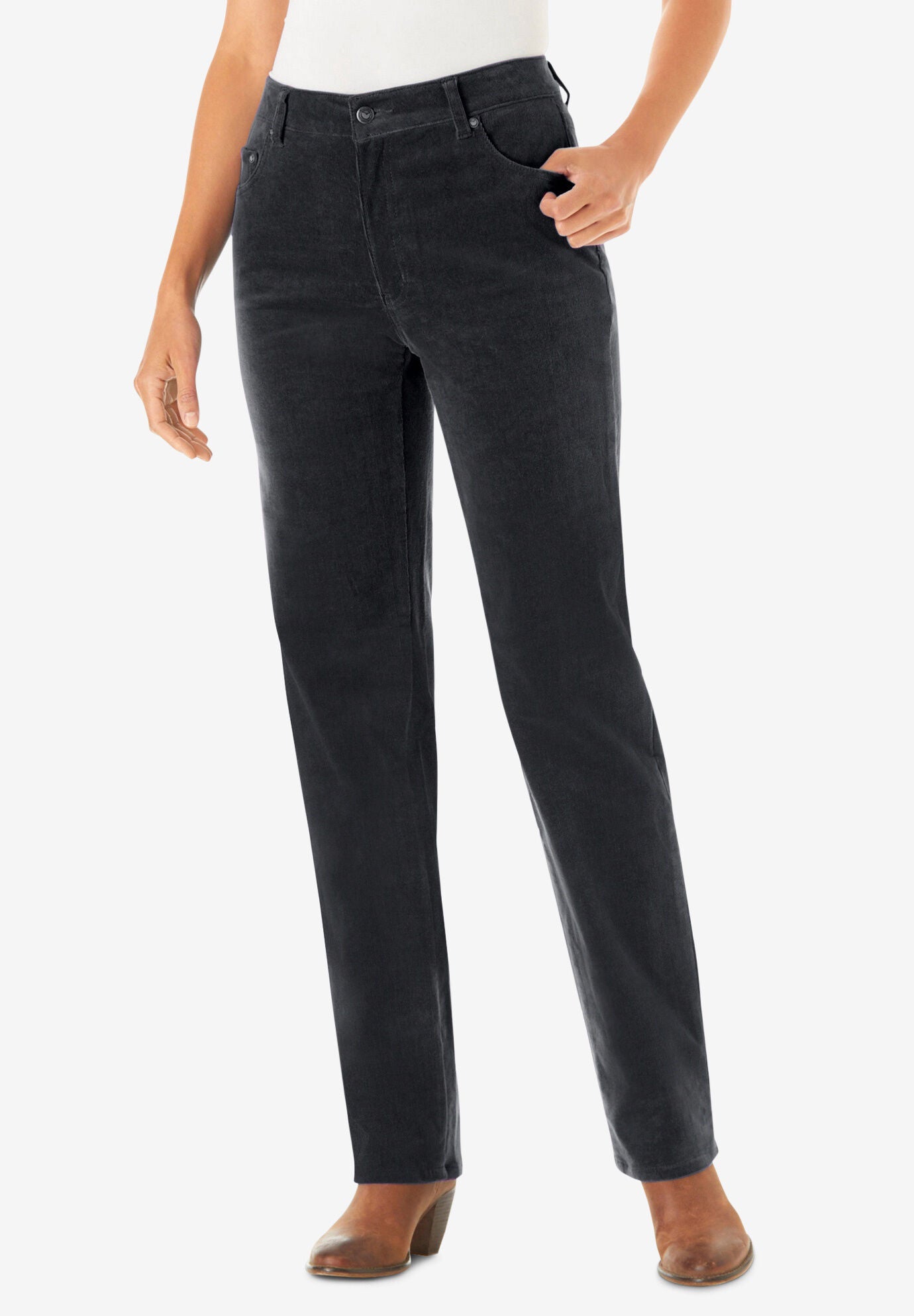 Woman within top stretch jeans