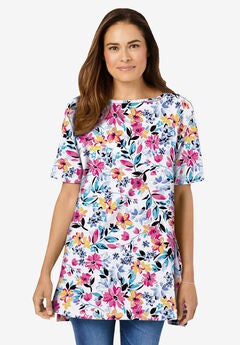 Perfect Printed Short-Sleeve Boatneck Tunic