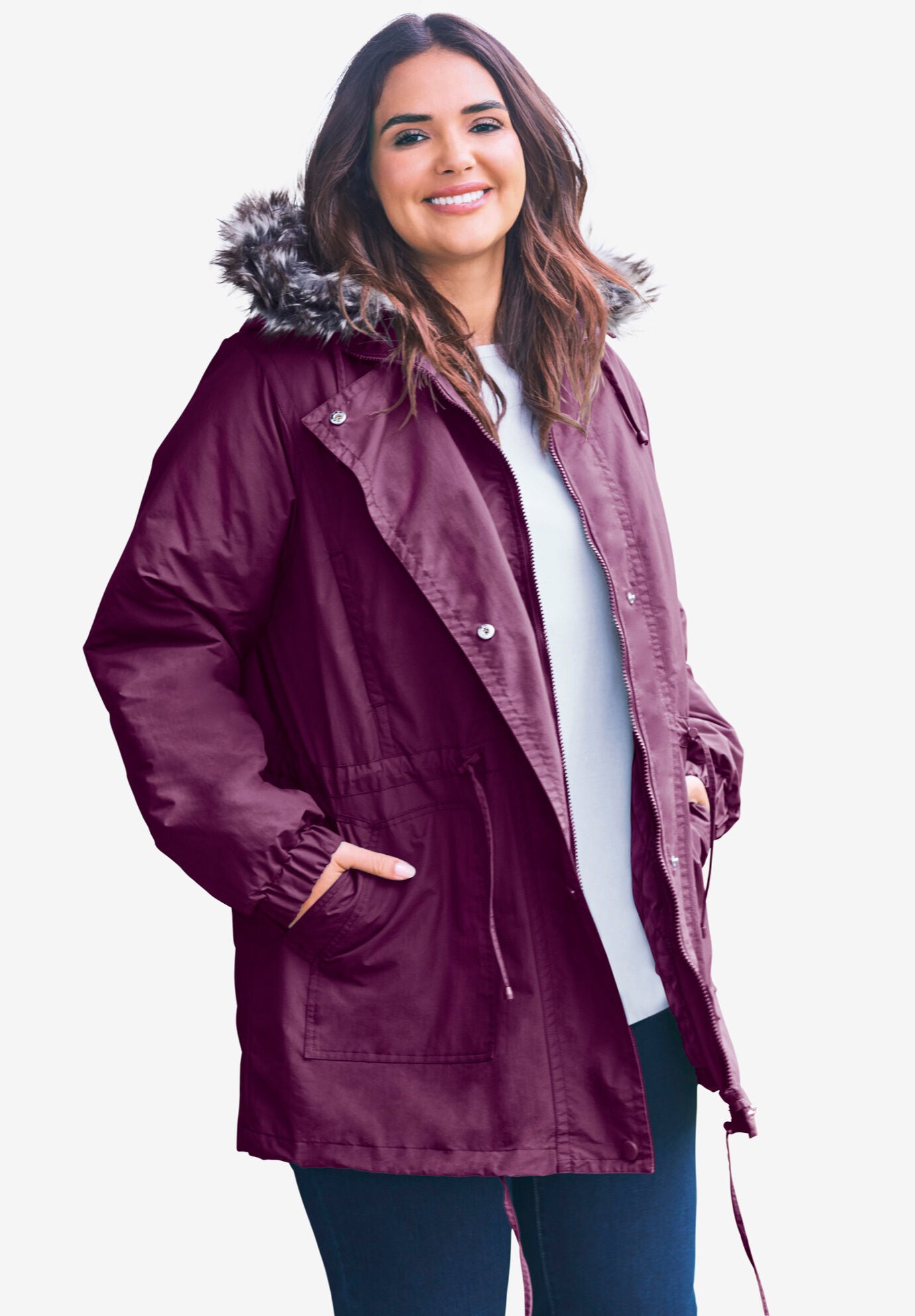 Women s Plus Size Faux Fur Coats Jackets Woman Within Woman