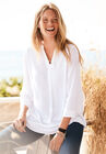 Three-Quarter Sleeve Tab-Front Tunic, , on-hover image number null