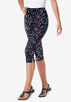 Stretch Cotton Printed Capri Legging