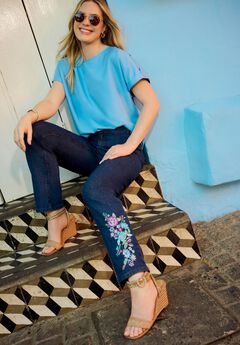 Stretch Denim 5-Pocket Straight-Leg Jeans