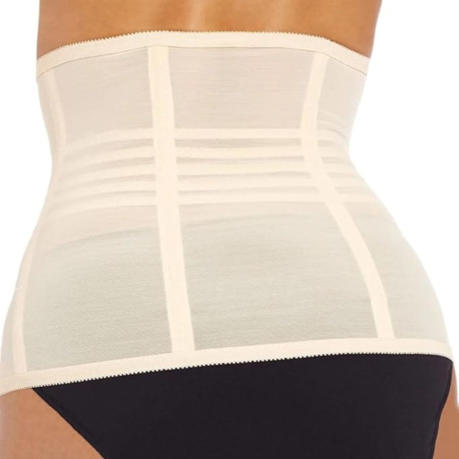 Shapette Powermesh Satin Panel Waist Cincher, BEIGE, on-hover image number 1