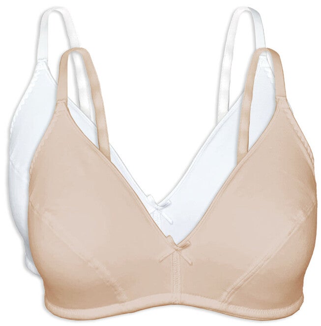 Bestform Cotton Wireless Bra with Lightly Lined Cups 2-Pack - 5006255, NUDE WHITE, hi-res image number 0
