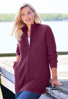 Zip Front Shaker Cardigan