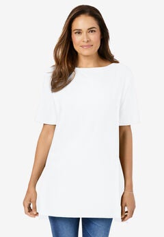 Perfect Short-Sleeve Boatneck Tunic