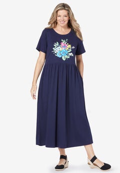 Short-Sleeve Scoopneck Empire Waist Dress