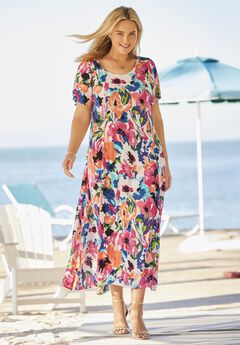 Short-Sleeve Crinkle Dress
