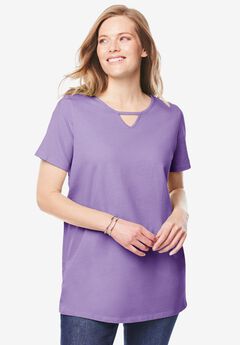 Perfect Short-Sleeve Keyhole Tee
