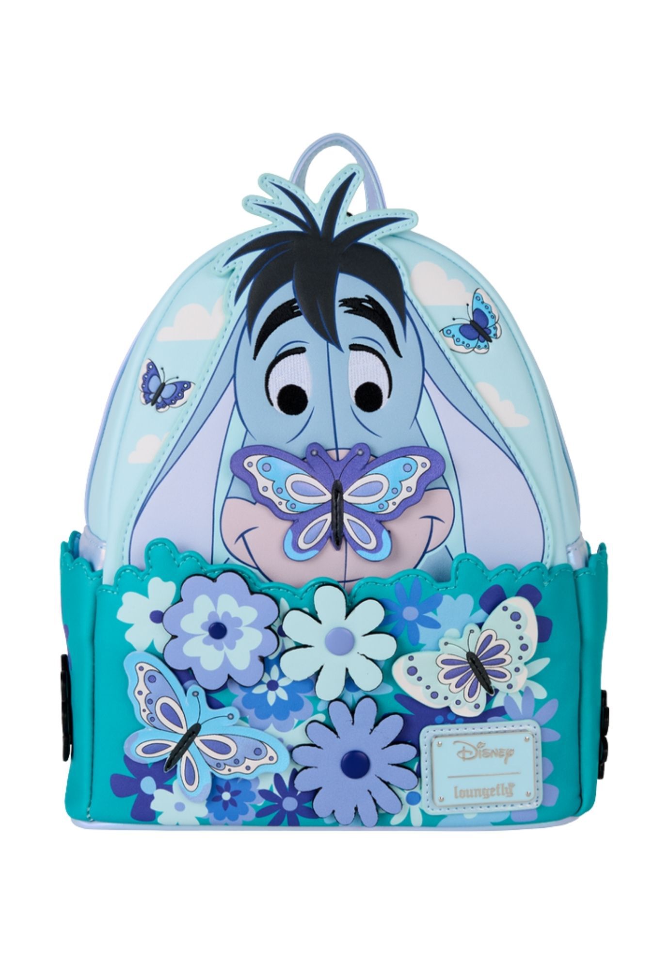Loungefly x Disney Winnie The Pooh Eeyore Cosplay Mini Backpack Flowers Blue, BLUE, hi-res image number 0