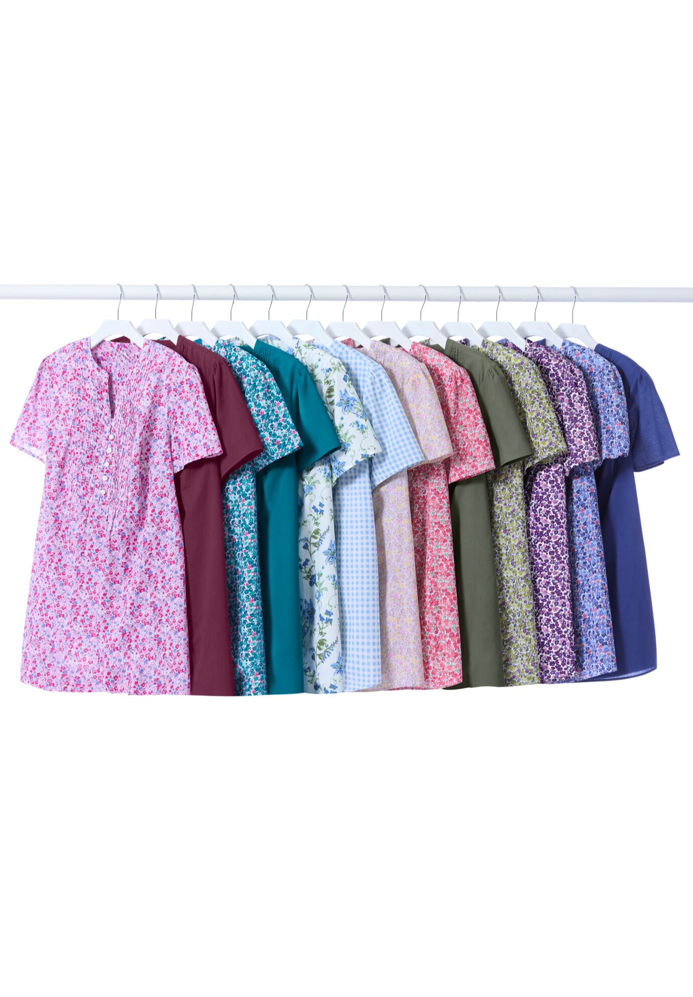 Pintucked Half-Button Tunic, , on-hover image number 1