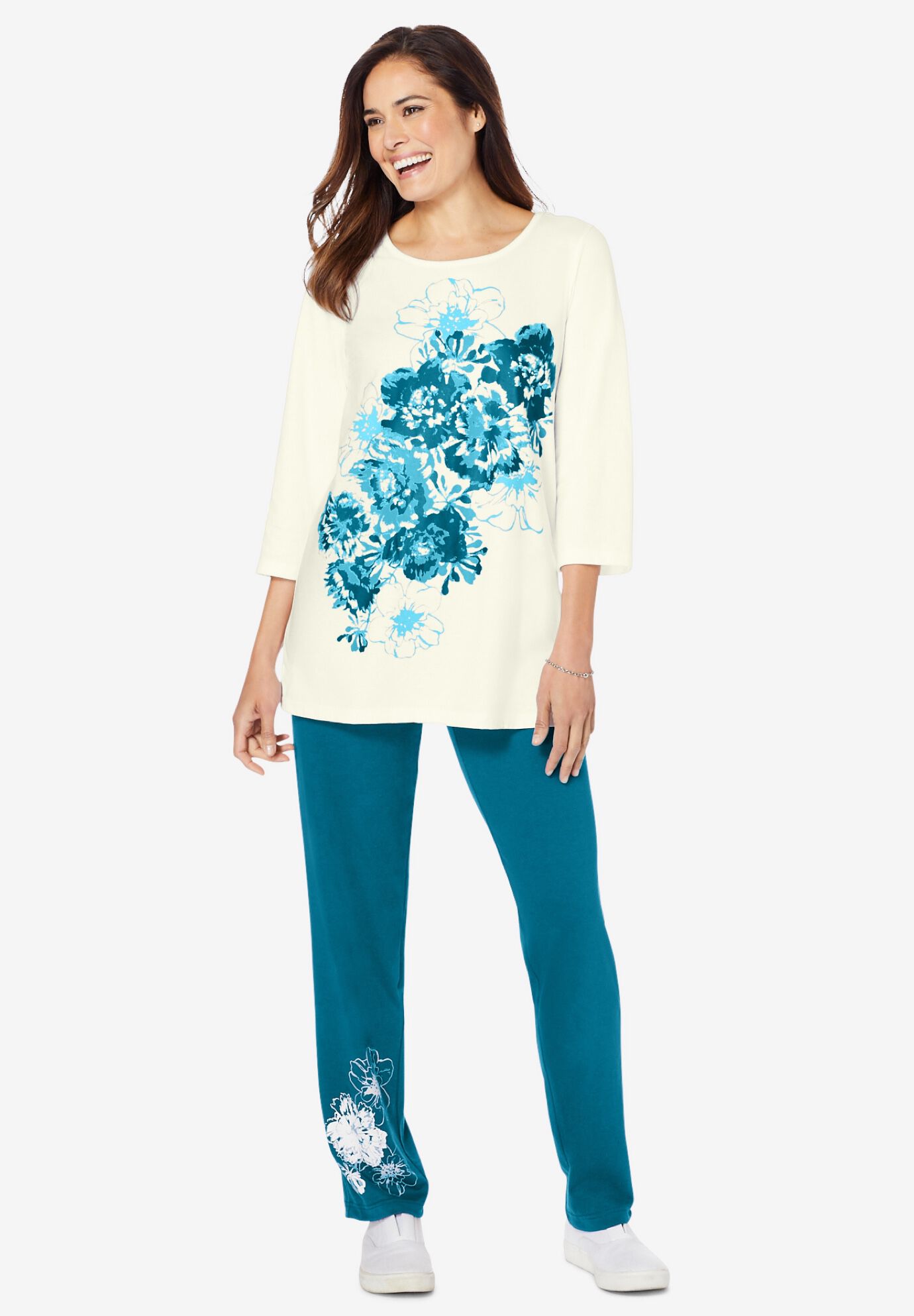 Tailored Pantsuit With Floral Lapel Detail