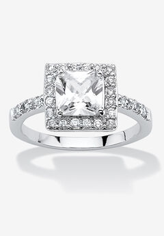 Simulated Birthstone and Crystal Halo Ring in Sterling Silver