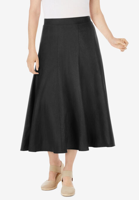 Print Linen-Blend Skirt, BLACK, hi-res image number null