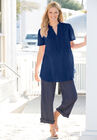 Pintucked Half-Button Tunic, , alternate image number null