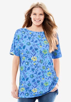 Perfect Printed Short-Sleeve Boatneck Tunic