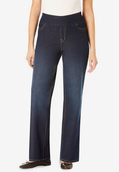 Flex Fit Pull On Wide Leg Denim Jean
