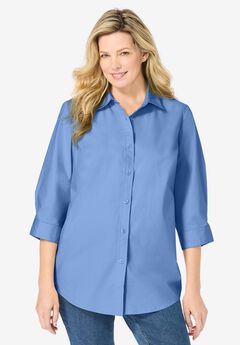 Perfect Three Quarter Sleeve Button-Down Tunic