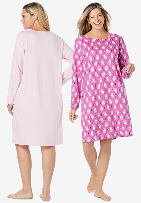 2-Pack Long-Sleeve Sleepshirts , , on-hover image number null