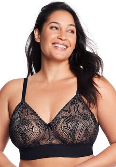 Full Figure Plus Size Bramour Gramercy Luxe Lace Bralette Wirefree #7012 Bra
