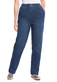 7-Day Straight-Leg Elastic-Waist Cotton Denim Pant