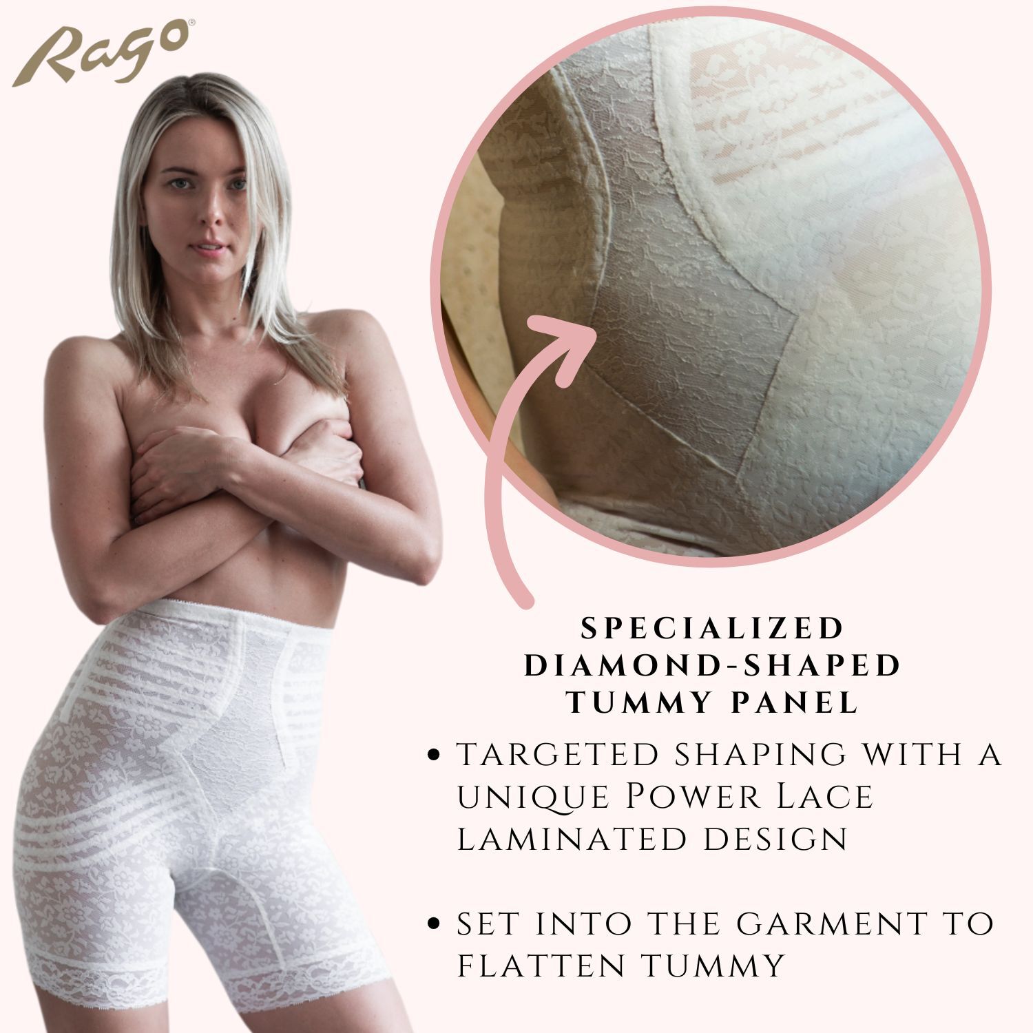 No Roll High Waist Lace Thigh Slimmer with Extra Firm Support, WHITE, alternate image number 5
