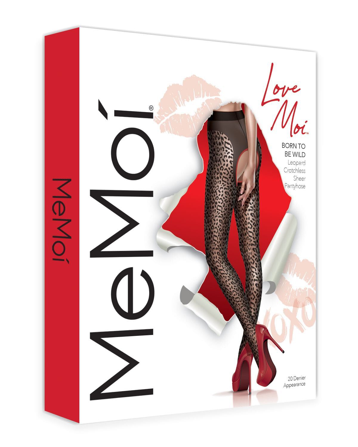 Women Born To Be Wild Leopard Crotchless Sheer Pantyhose, BLACK RED, alternate image number 3